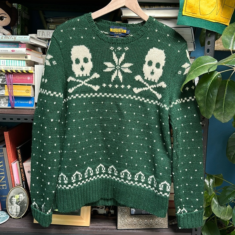 Rare Ralph Lauren Rugby Wool Skull Sweater Size S